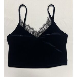 Cosmic Aura Lace Trimmed Velvet Camisole Cropped Tank Top Womens XL Whimsigoth